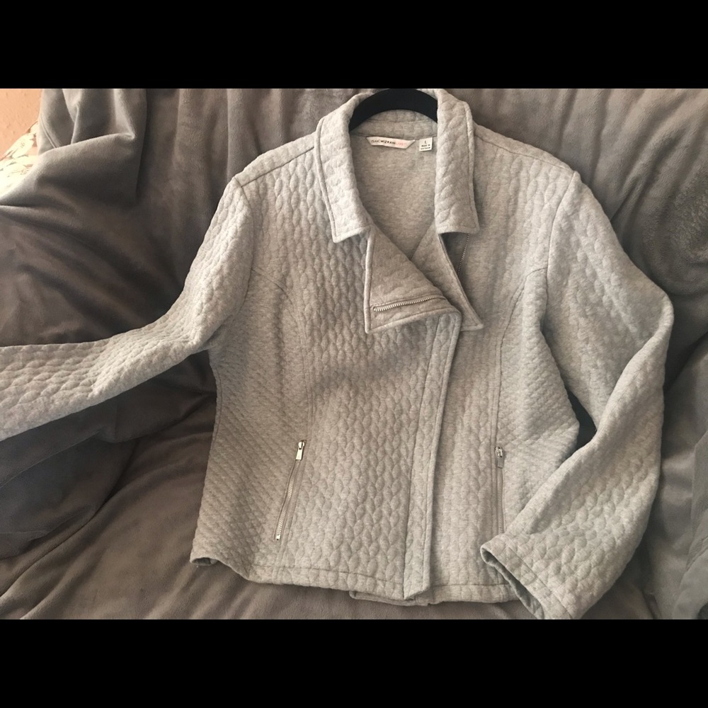 Isaac Mizrahi quilted knit motorcycle jacket